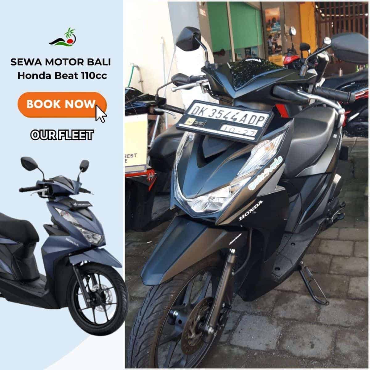 Detail dashboard Honda Beat 110cc untuk sewa motor Bali dengan speedometer digital dan indikator bensin