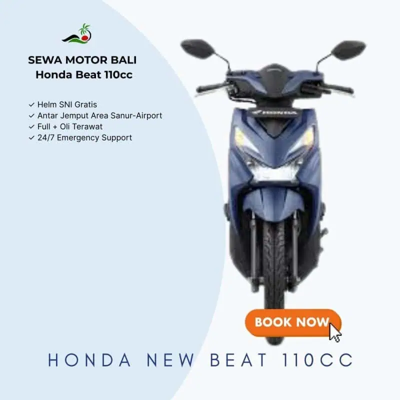Motor Honda Beat 110cc rental Bali kondisi prima dengan STNK lengkap dan pajak aktif