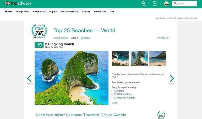Kelingking Beach Travelers’ Choice Awards 2019