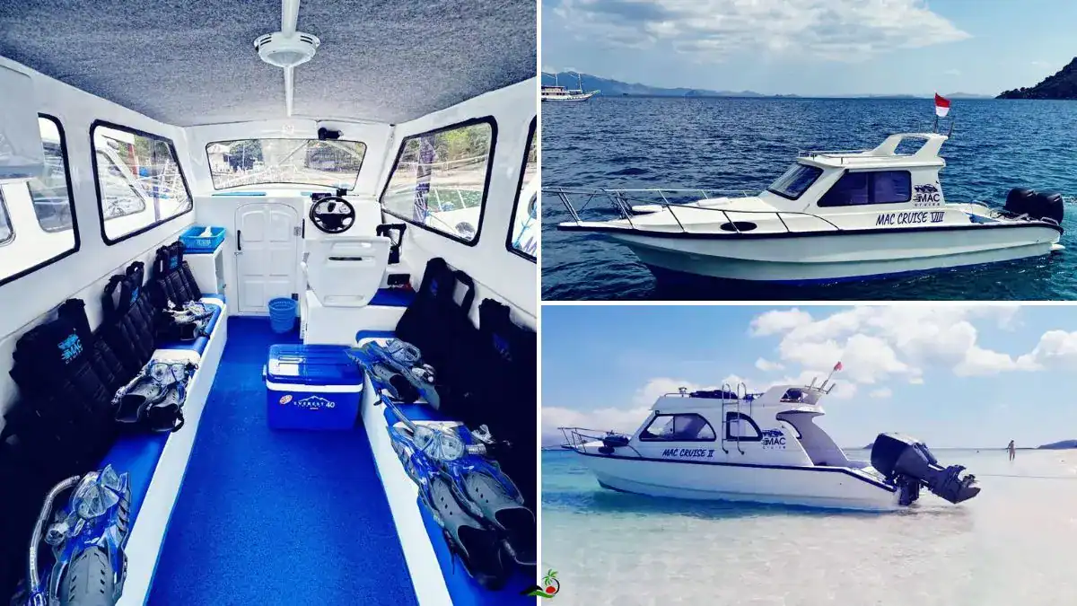 MAC Cruises – Private Charter Speedboat Labuan Bajo Interior dan eksterior MAC Cruise II dan VIII untuk private charter speedboat Labuan Bajo