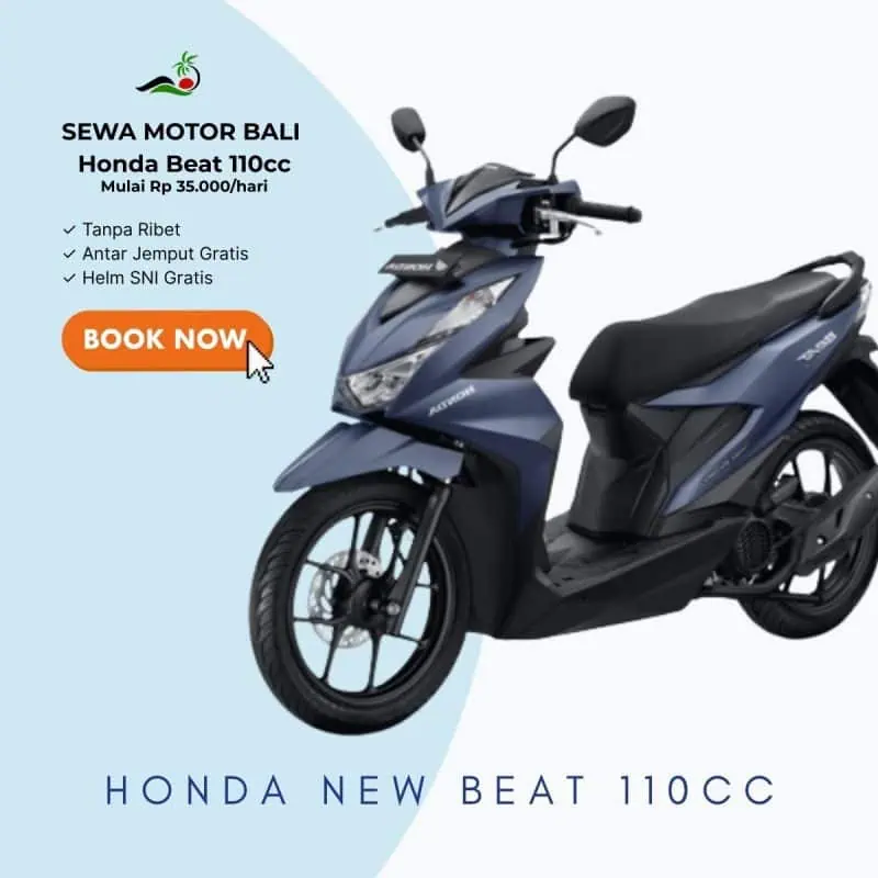 Sewa Honda Beat 110cc Bali murah mulai 35ribu per hari dengan helm gratis dan antar jemput